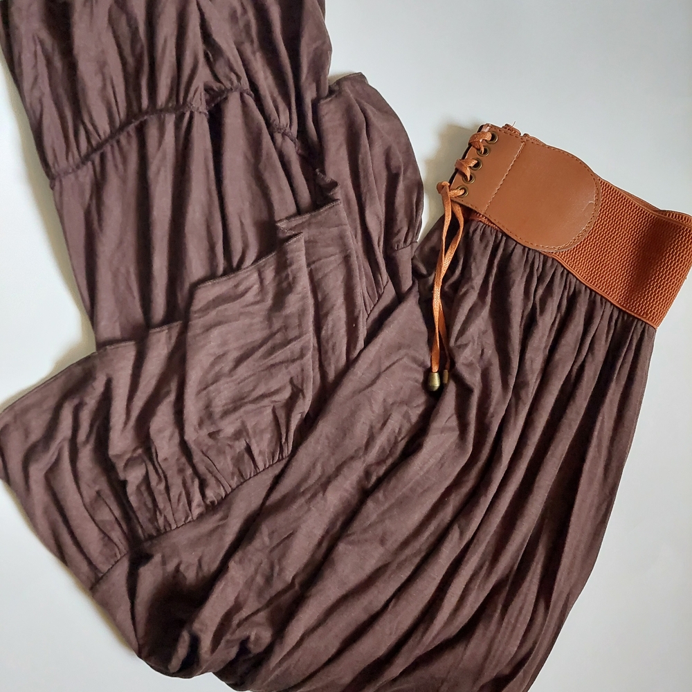 Brown Women's Skirt with Tan Waistband